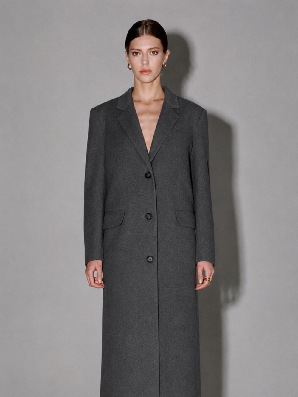 Grey Cashmere Long Coat